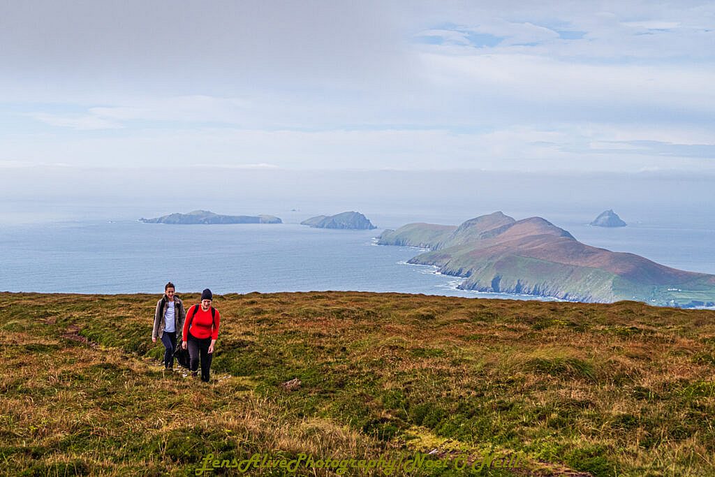 Beautiful landscape view on hillwalking route Sliabh an Iolair (Mount Eagle) from Coumeenoole