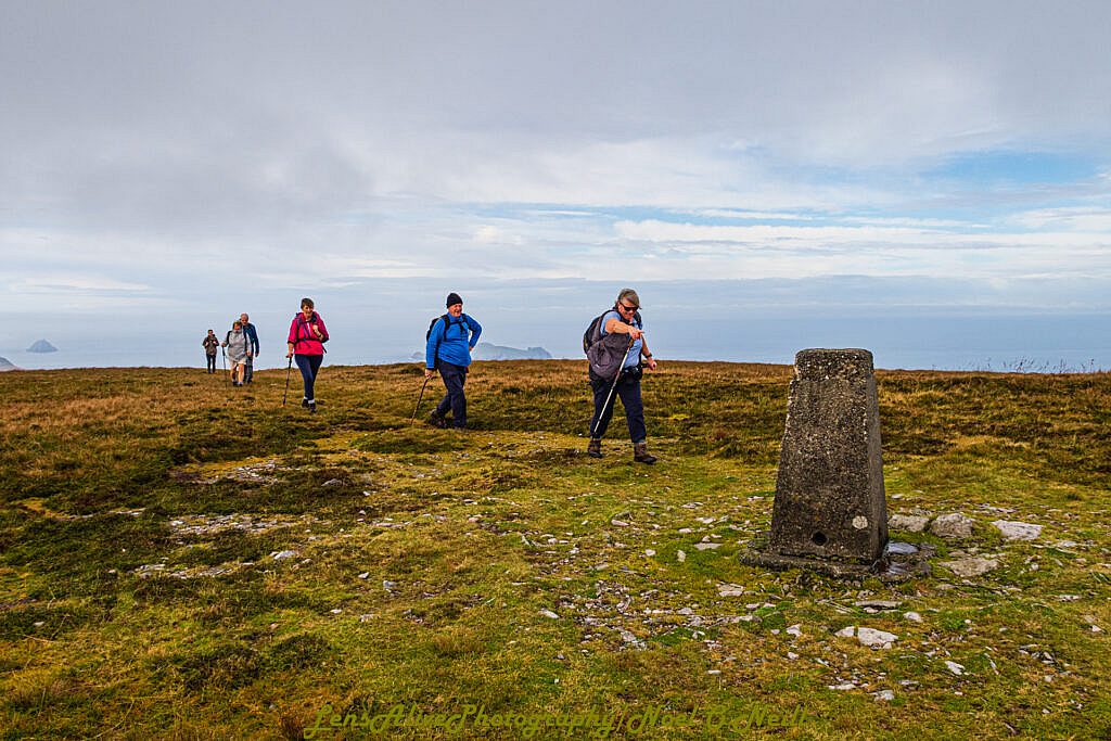 Beautiful landscape view on hillwalking route Sliabh an Iolair (Mount Eagle) from Coumeenoole