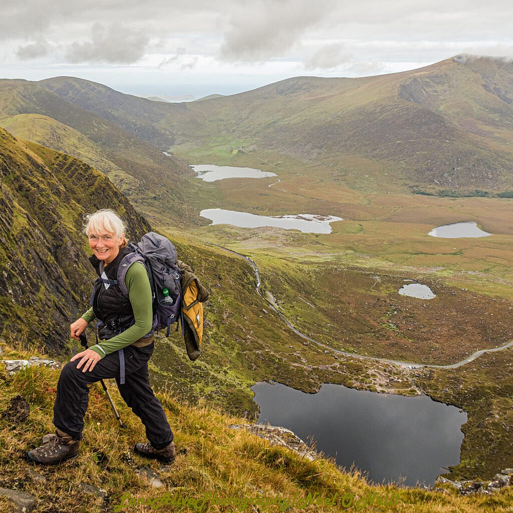 Beautiful landscape view on hillwalking route Pedlars Lake Shoulder to Chom an Áir