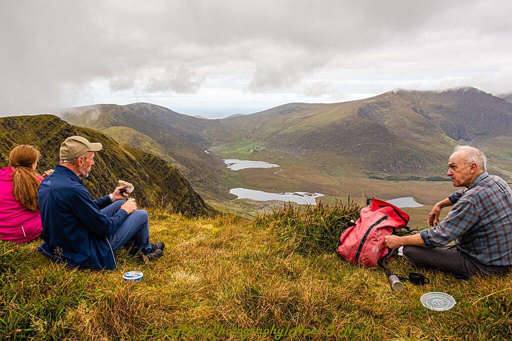 Beautiful landscape view on hillwalking route Pedlars Lake Shoulder to Chom an Áir