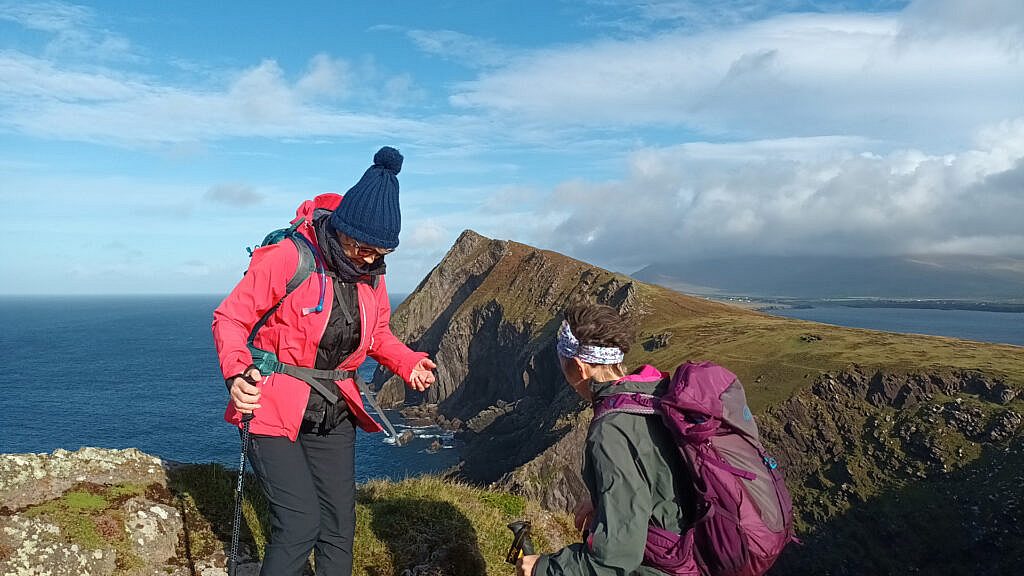 Beautiful landscape view on hillwalking route An Triúr Deirféar (The Three Sisters)