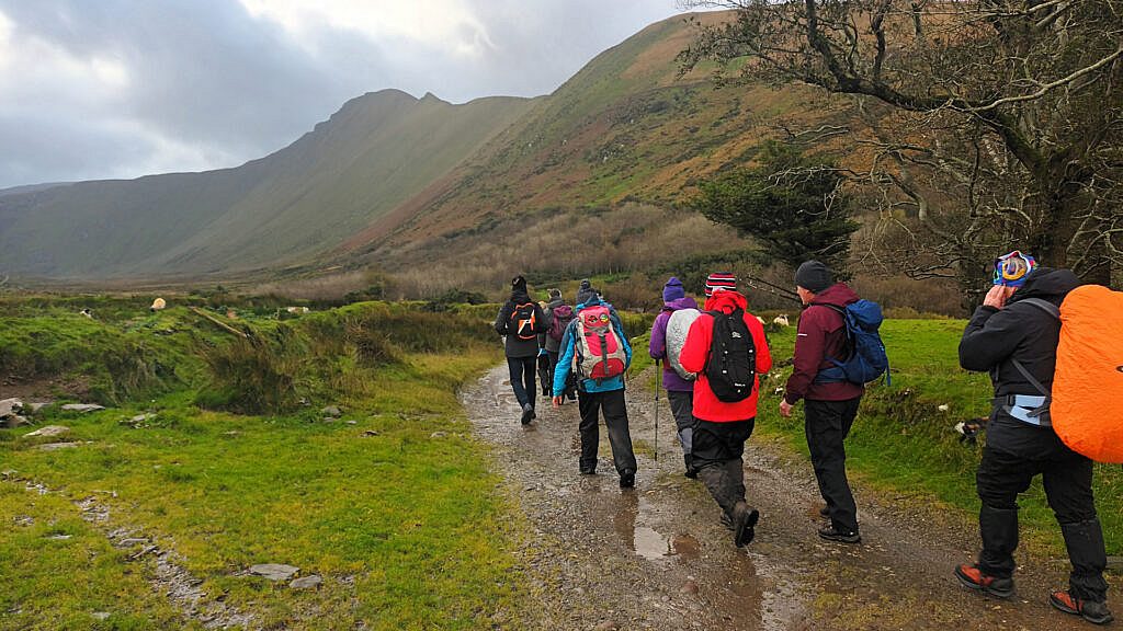 Beautiful landscape view on hillwalking route Gob an Iolair & Macha na Bó Loop