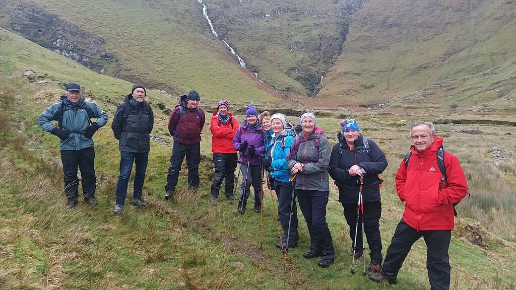 Beautiful landscape view on hillwalking route Gob an Iolair & Macha na Bó Loop