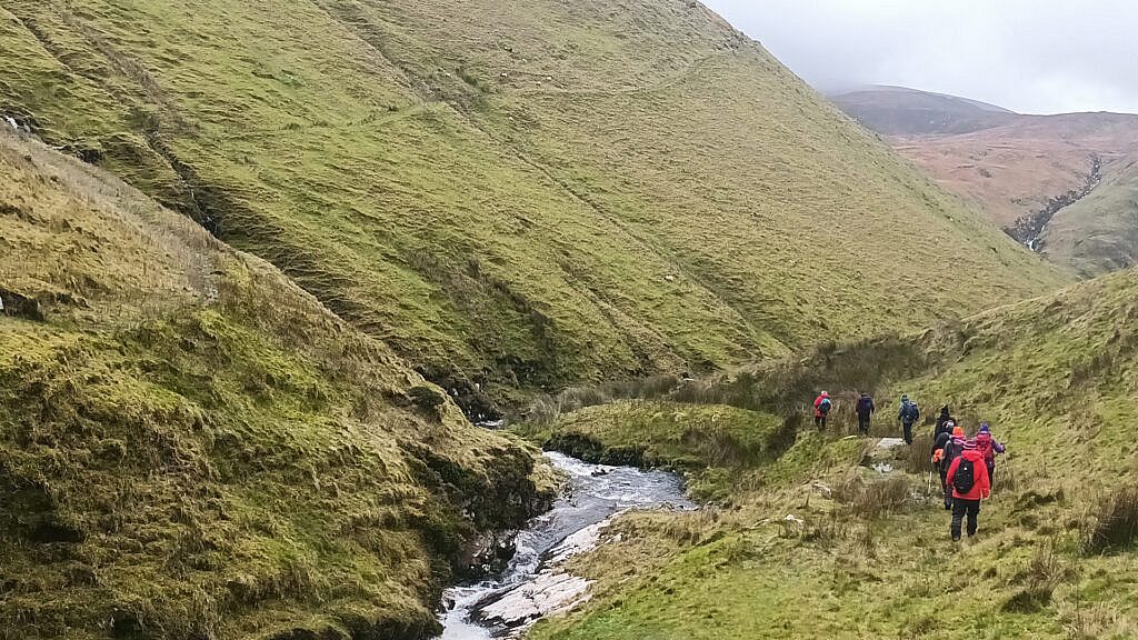 Beautiful landscape view on hillwalking route Gob an Iolair & Macha na Bó Loop