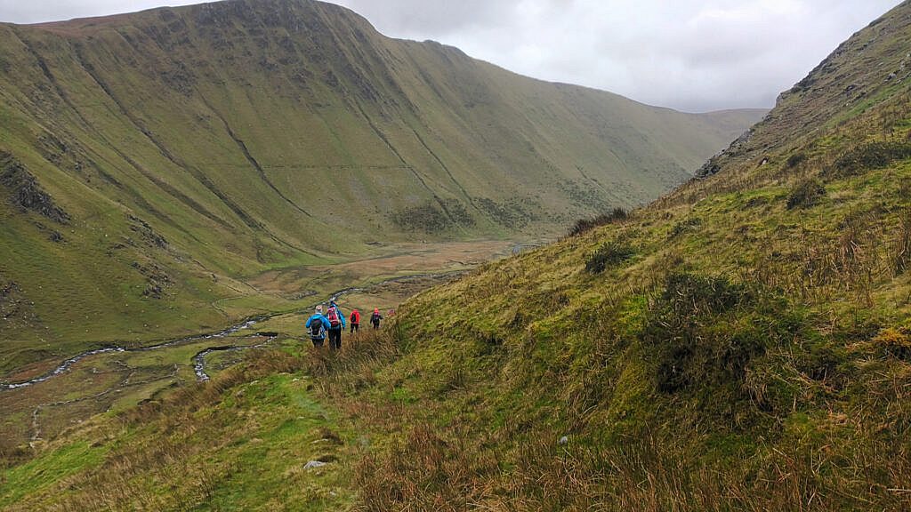 Beautiful landscape view on hillwalking route Gob an Iolair & Macha na Bó Loop