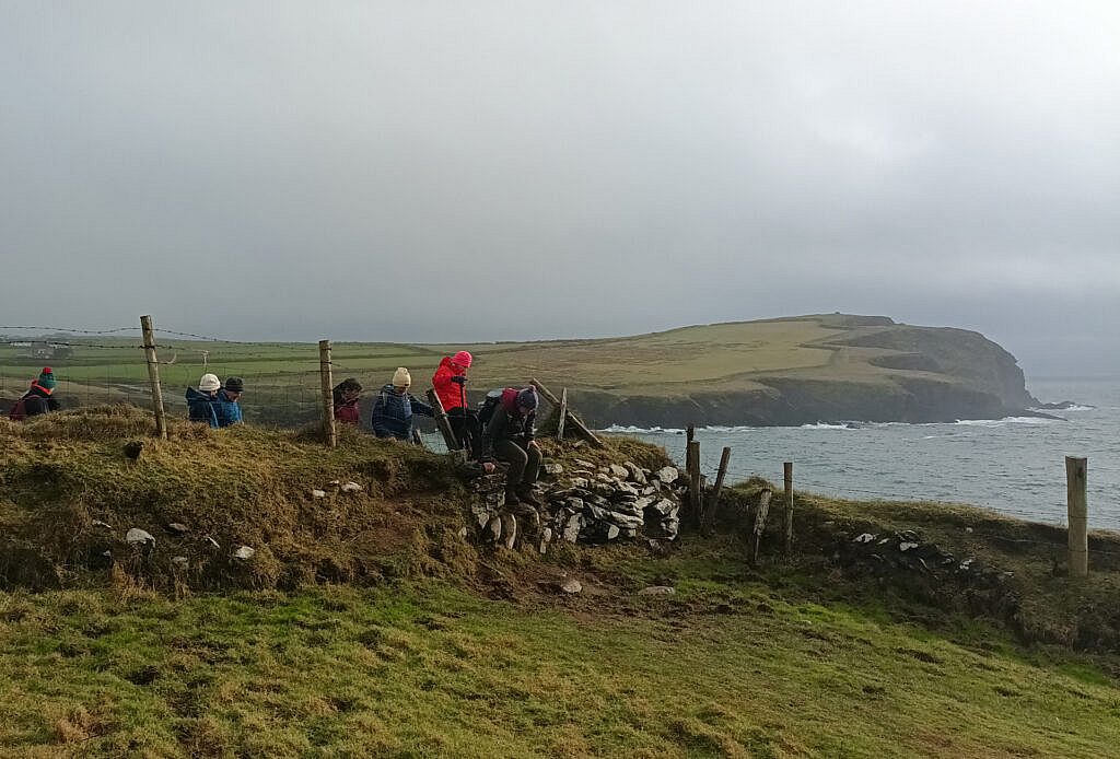 Beautiful landscape view on hillwalking route Imleagh an Daingin - Ceann na Binne (Binn Bán/Dún Síon Head) and Chrismas Lunch