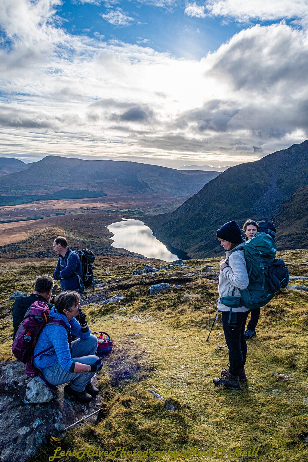Beautiful landscape view on hillwalking route Brandon (952m) from Faha