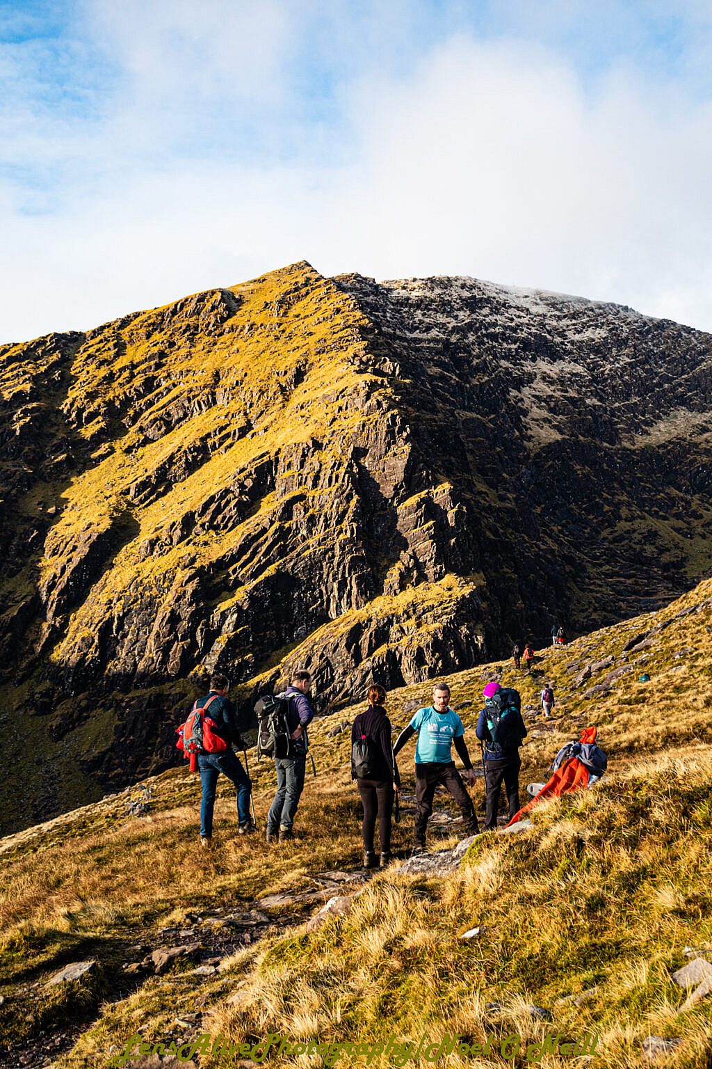 Beautiful landscape view on hillwalking route Brandon (952m) from Faha