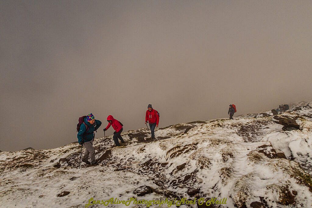 Beautiful landscape view on hillwalking route Brandon (952m) from Faha