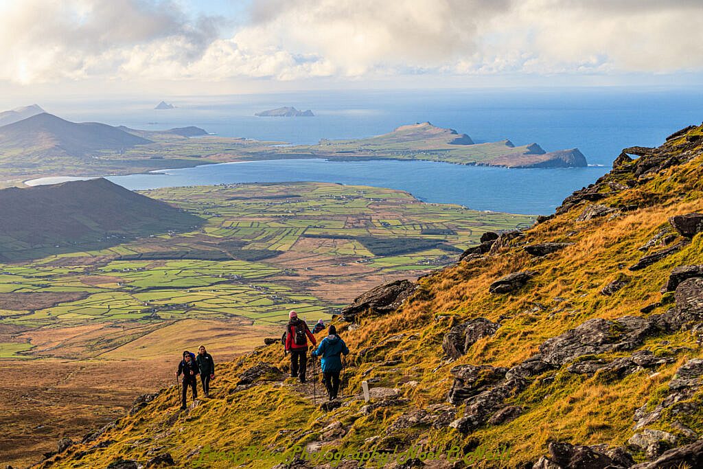 Beautiful landscape view on hillwalking route Brandon (952m) from Faha