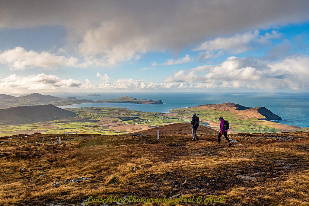 Beautiful landscape view on hillwalking route Brandon (952m) from Faha