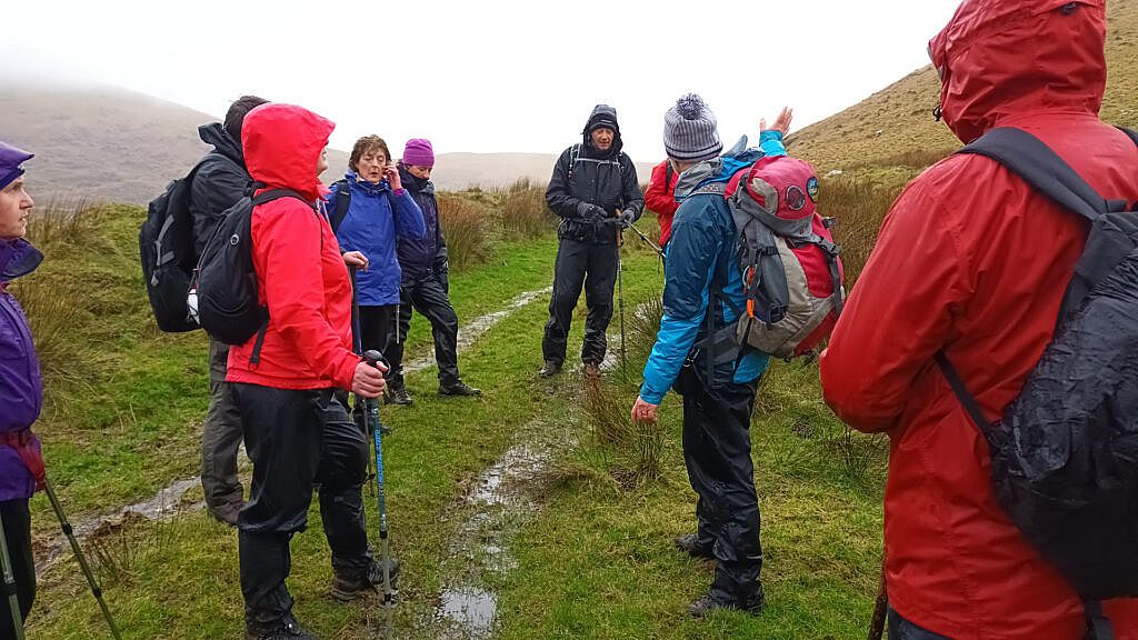 Beautiful landscape view on hillwalking route An Cnoc Maol Mór Circuit