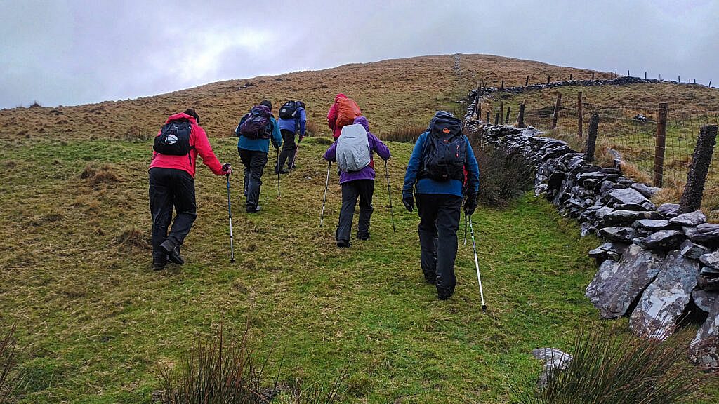 Beautiful landscape view on hillwalking route An Cnoc Maol Mór Circuit