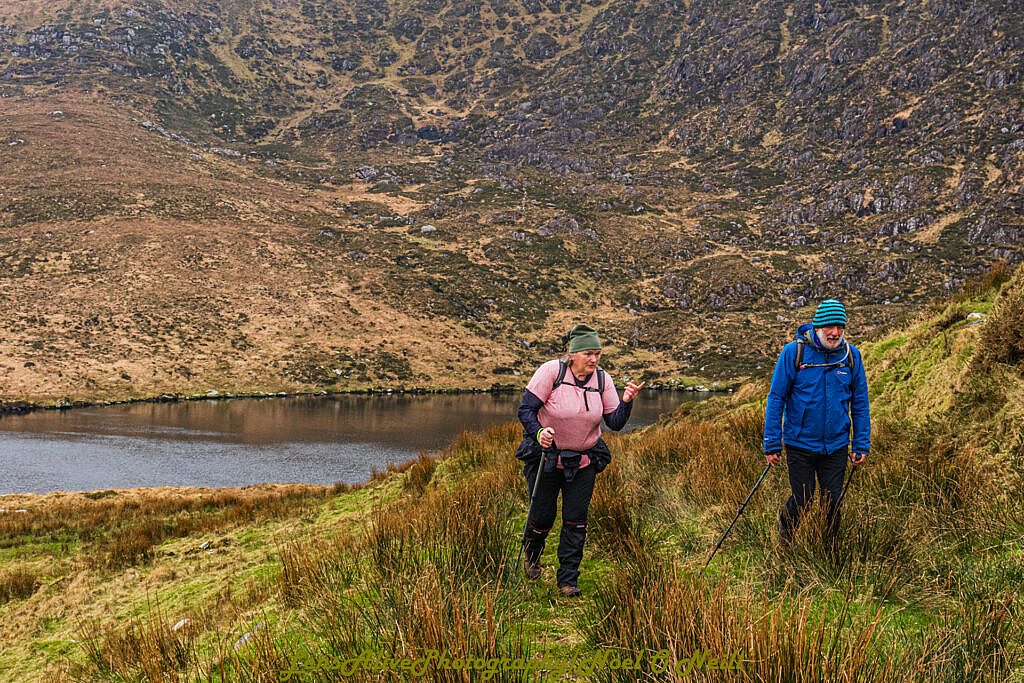 Beautiful landscape view on hillwalking route Sliabh an Iolair (Mount Eagle) from Baile an Chótaigh Loop