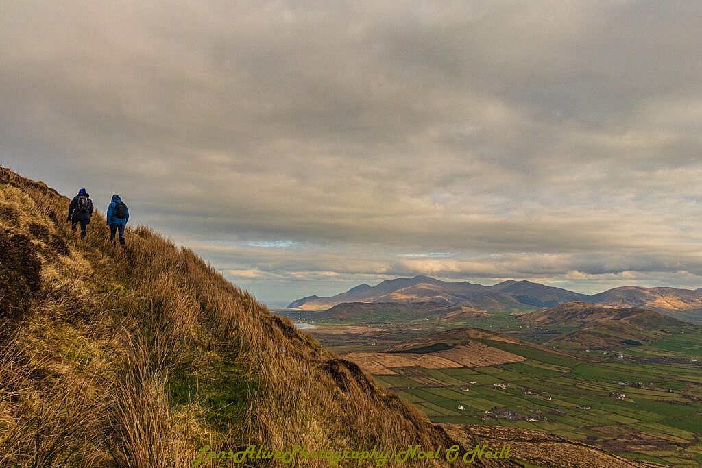 Beautiful landscape view on hillwalking route Sliabh an Iolair (Mount Eagle) from Baile an Chótaigh Loop