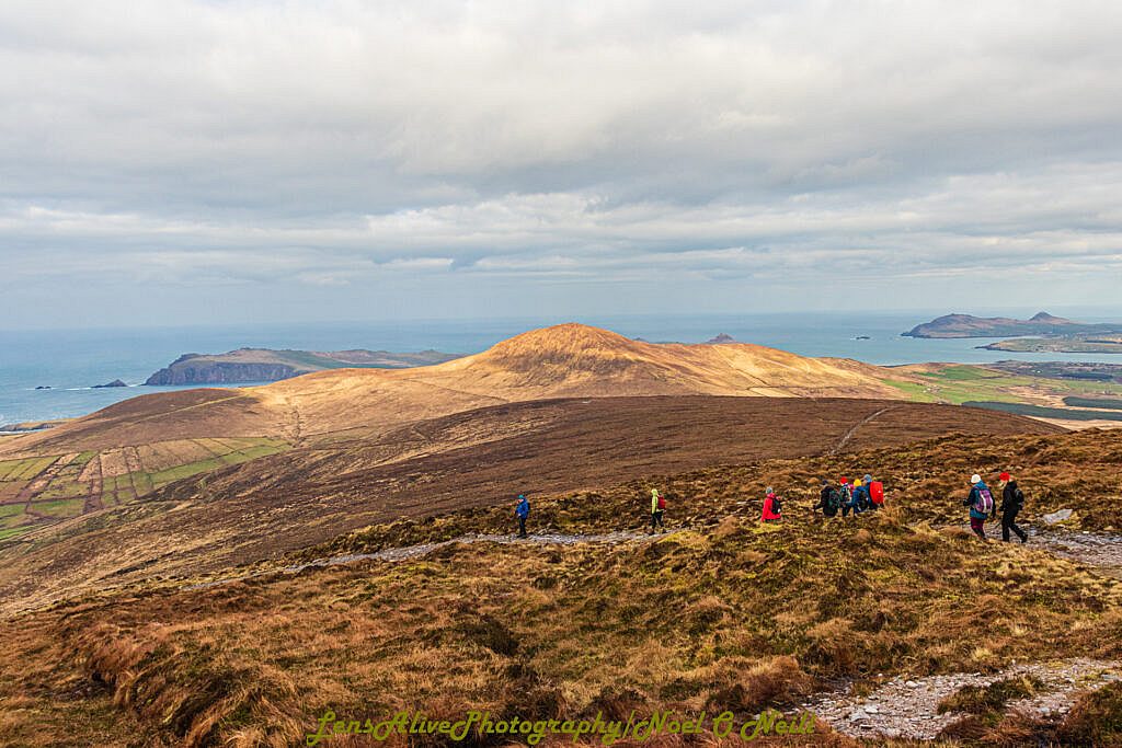Beautiful landscape view on hillwalking route Sliabh an Iolair (Mount Eagle) from Baile an Chótaigh Loop