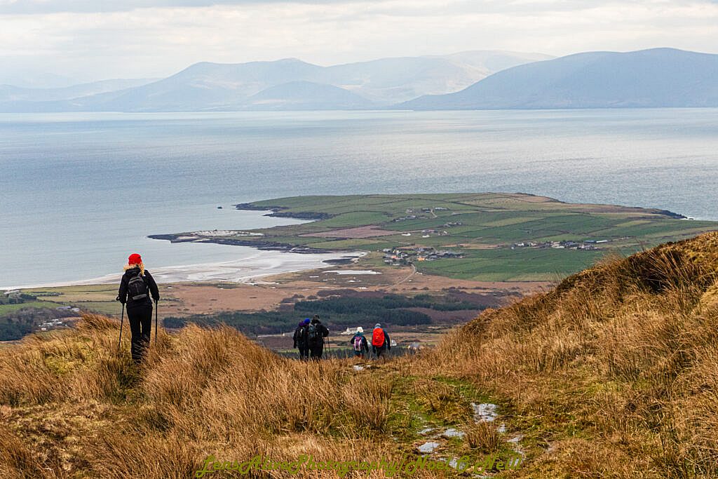 Beautiful landscape view on hillwalking route Sliabh an Iolair (Mount Eagle) from Baile an Chótaigh Loop