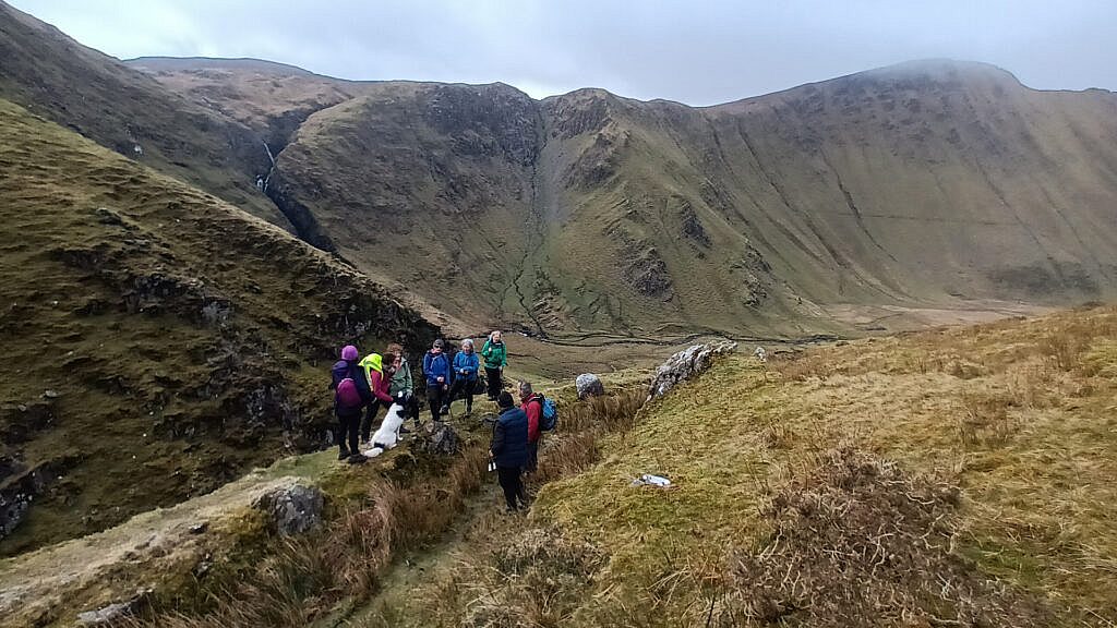 Beautiful landscape view on hillwalking route Macha na Bó - Binn an Túir