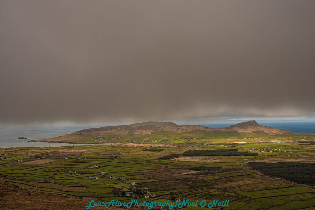 Beautiful landscape view on hillwalking route Cosán na Naomh
