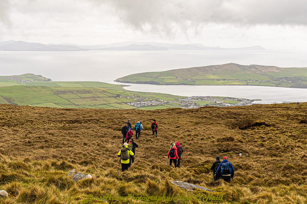 Beautiful landscape view on hillwalking route Glens to Dingle via Ballysitteragh