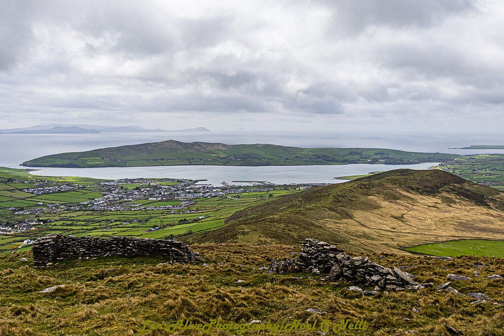 Beautiful landscape view on hillwalking route Glens to Dingle via Ballysitteragh