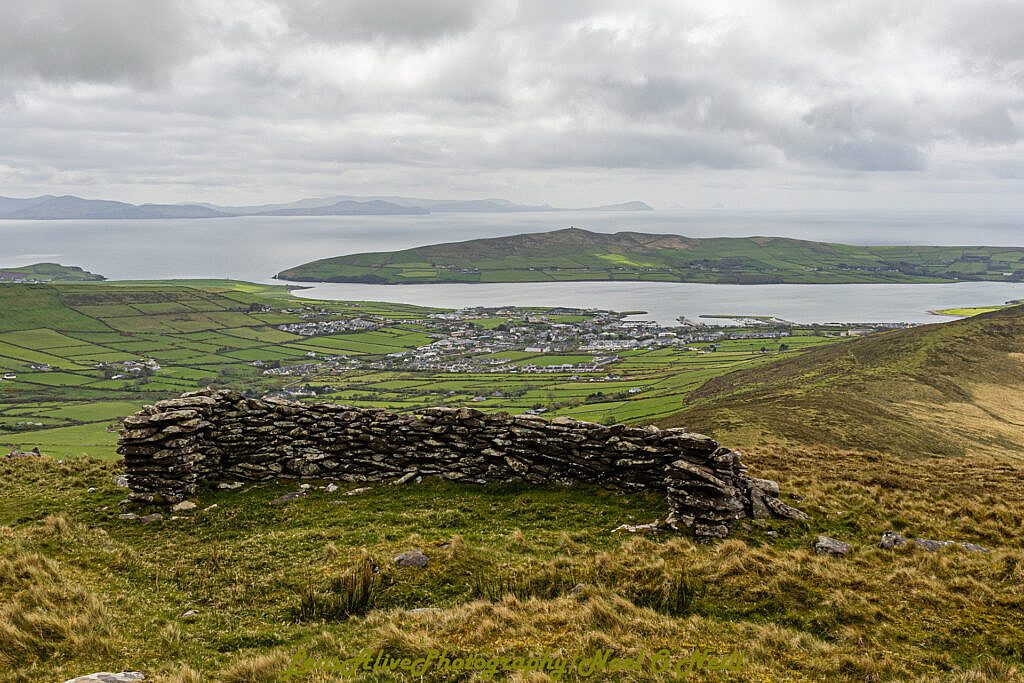 Beautiful landscape view on hillwalking route Glens to Dingle via Ballysitteragh