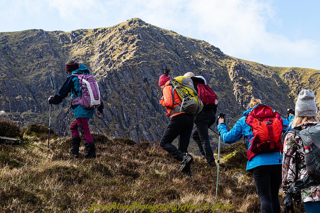 Beautiful landscape view on hillwalking route Connor Pass – Pedlars Lake Ridge to Slievenea Loop