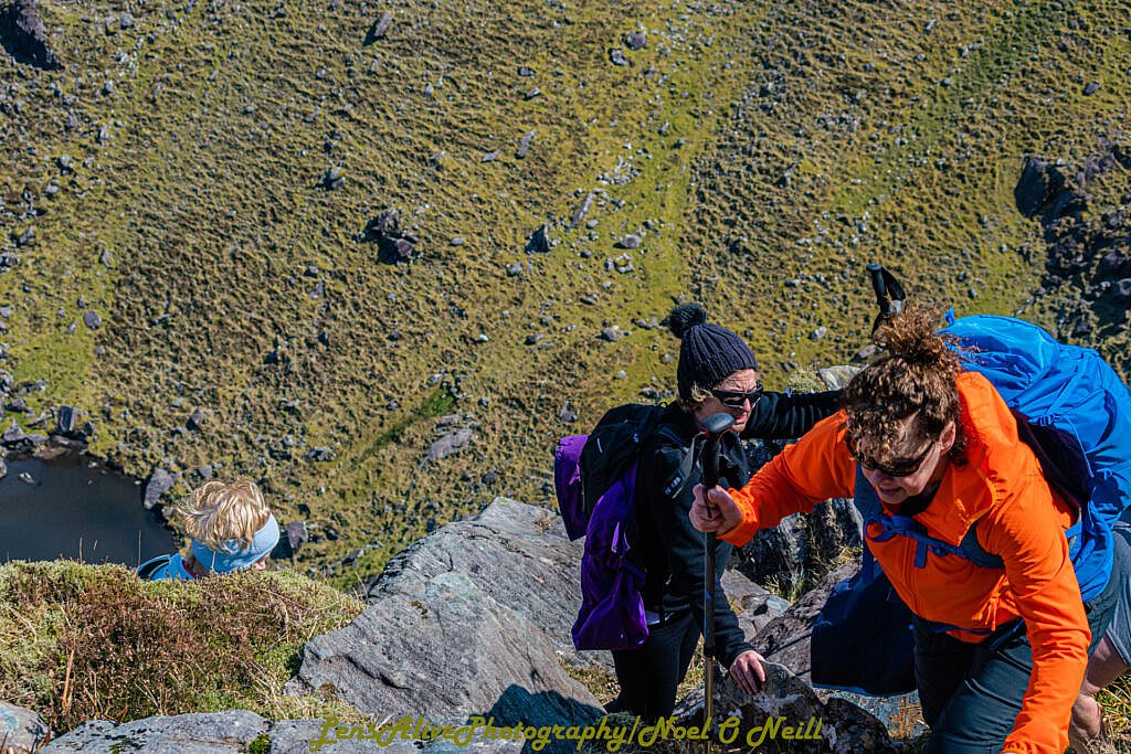 Beautiful landscape view on hillwalking route Connor Pass – Pedlars Lake Ridge to Slievenea Loop