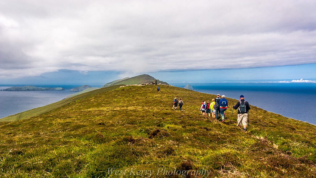 Beautiful landscape view on hillwalking route An Blascaod Mór, The Great Blasket Island (Nósfaidh an Aimsir - Weather Dependent)