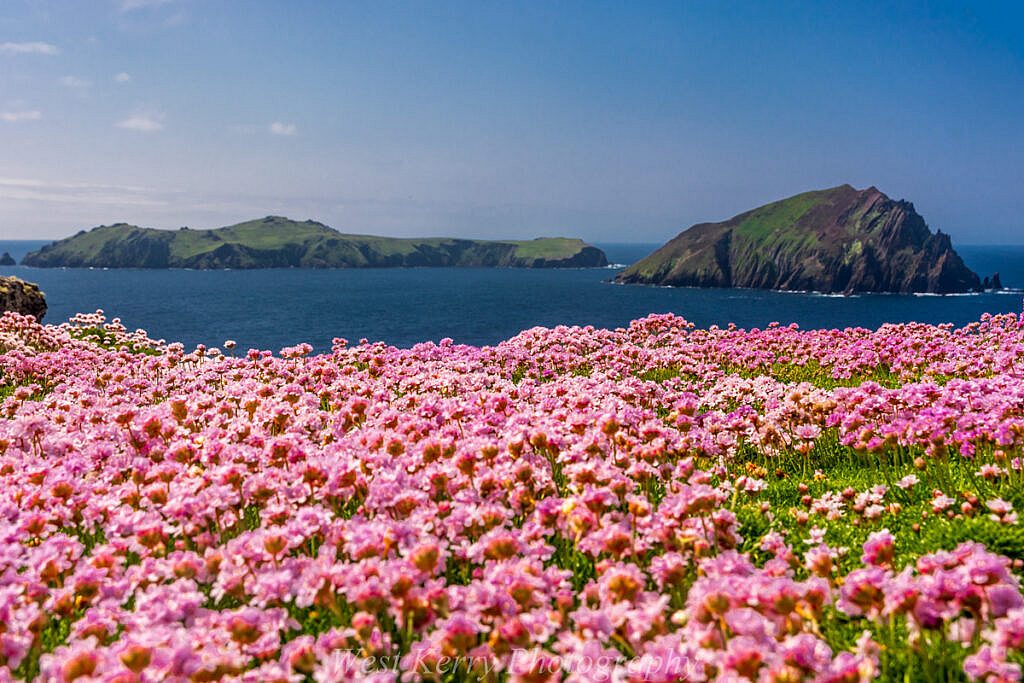 Beautiful landscape view on hillwalking route An Blascaod Mór, The Great Blasket Island (Nósfaidh an Aimsir - Weather Dependent)