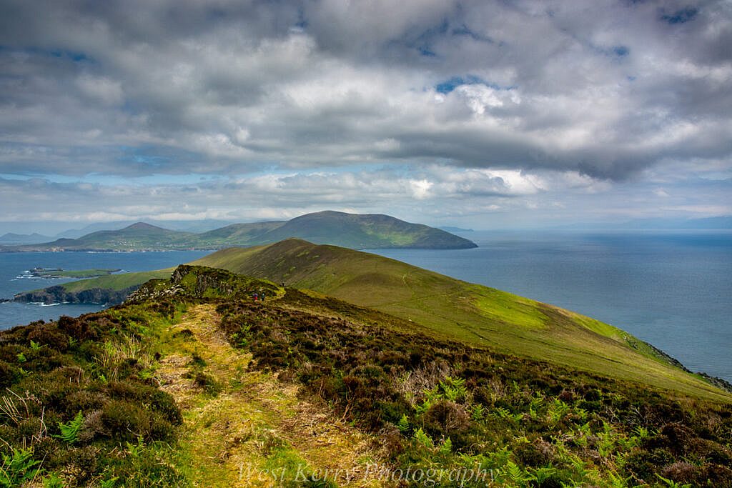 Beautiful landscape view on hillwalking route An Blascaod Mór, The Great Blasket Island (Nósfaidh an Aimsir - Weather Dependent)