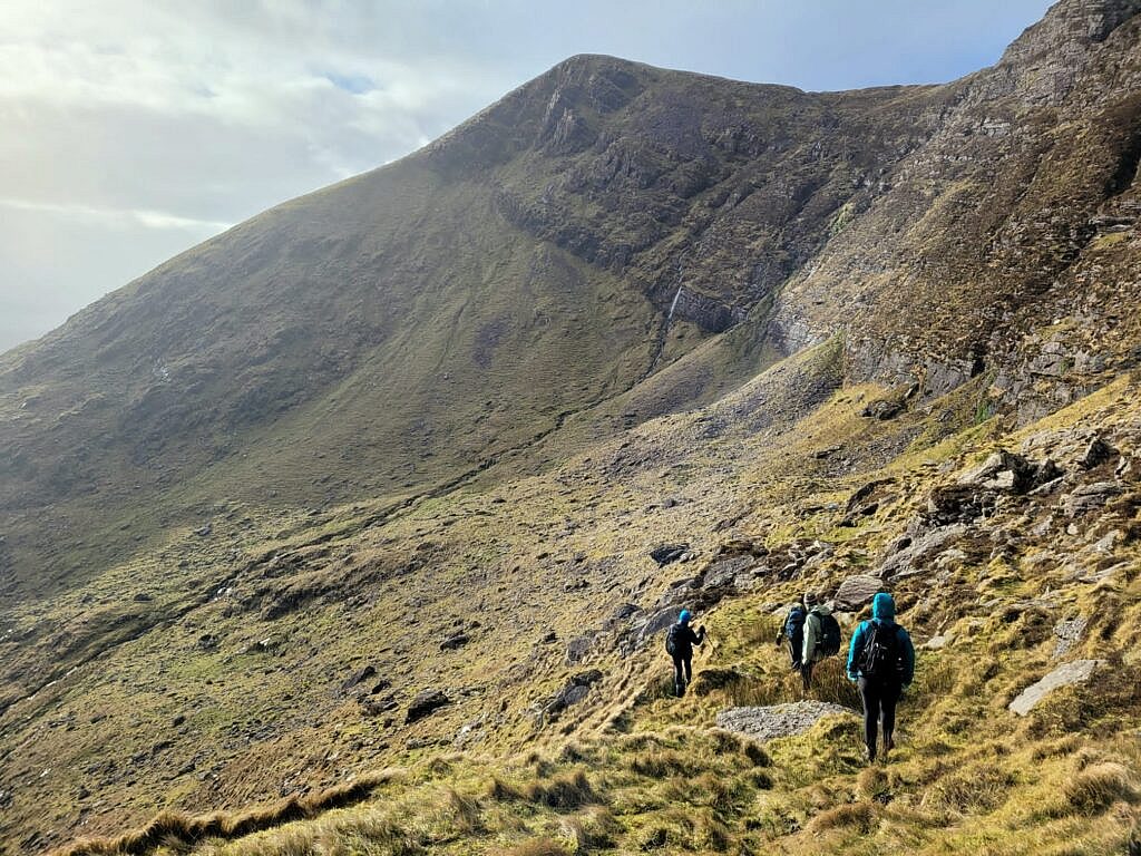 Beautiful landscape view on hillwalking route Bearna na Gaoithe Loop