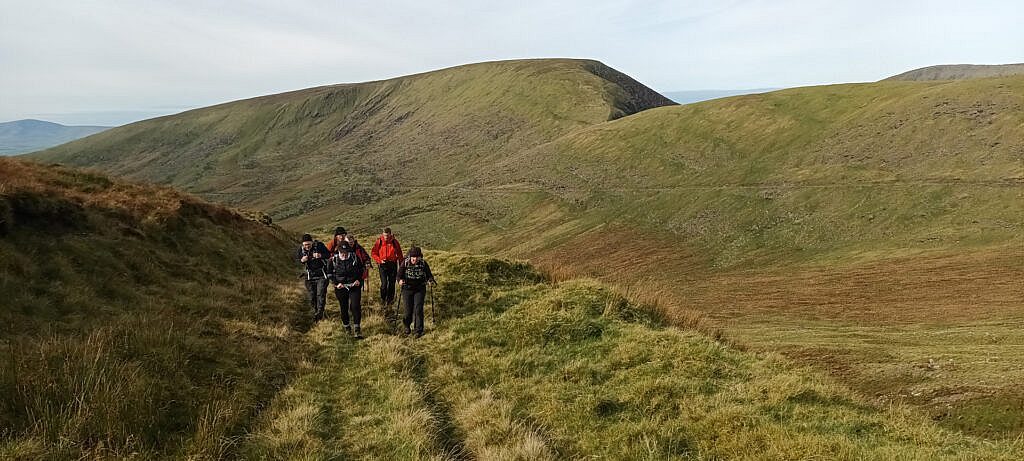 Beautiful landscape view on hillwalking route An Cnoc Maol Mór- Maca na gCab - Scragg Loop