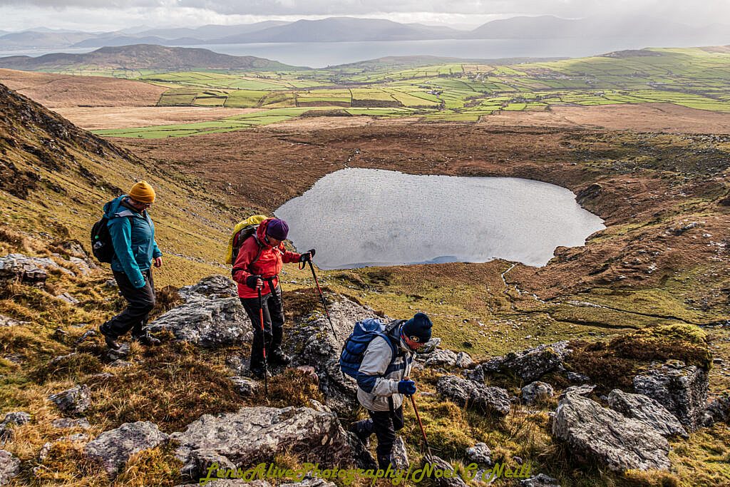 Beautiful landscape view on hillwalking route Cruach Scéirde - An Cnapán Mór - Cnoc na Bánóige - Bearna na Gaoithe