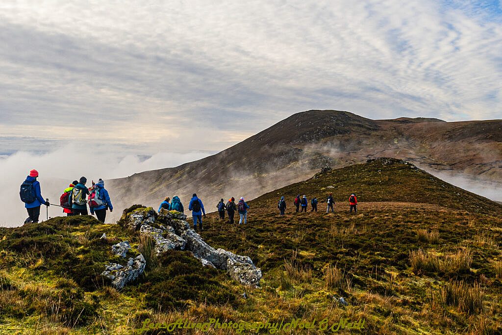 Beautiful landscape view on hillwalking route Beheenagh to Inch