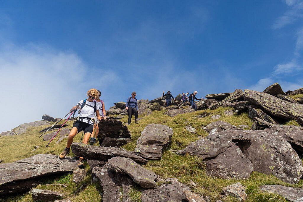 Beautiful landscape view on hillwalking route Baile na hAbha to Baile Breac via An Galán & Mount Brandon (Linear Walk)