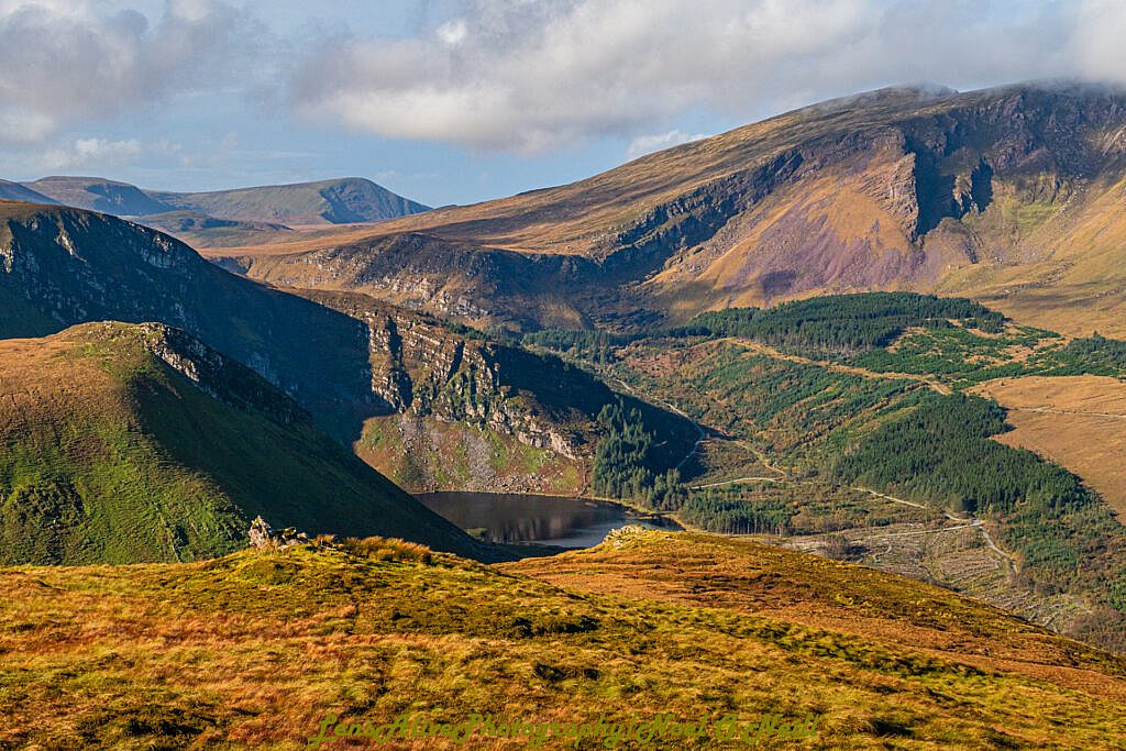Beautiful landscape view on hillwalking route Lough Acummeen Loop
