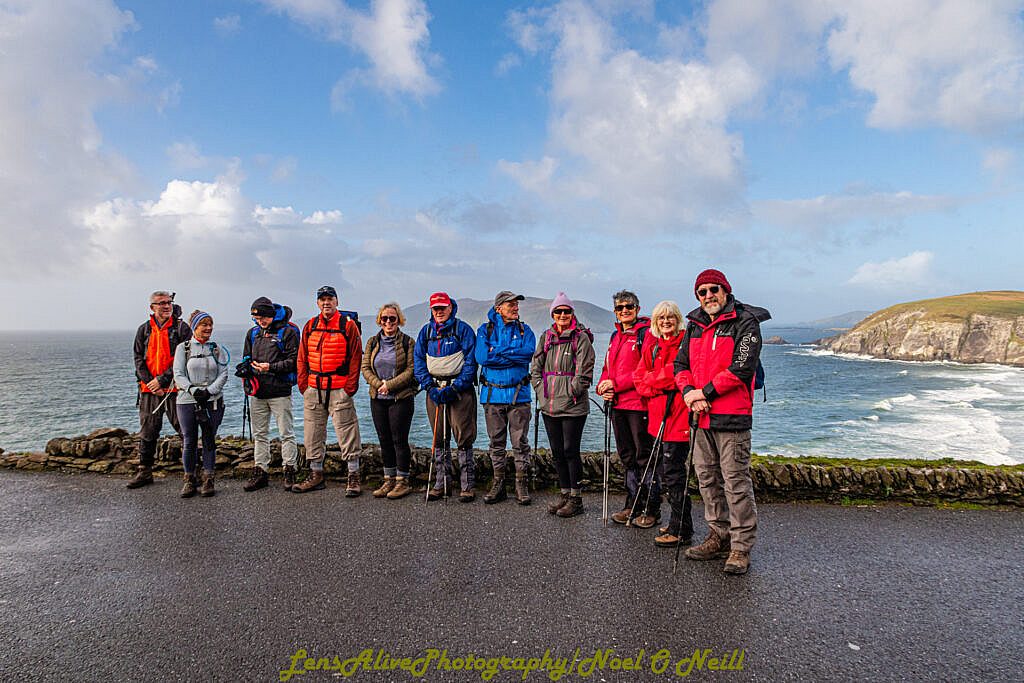 Beautiful landscape view on hillwalking route Sliabh an Iolair (Mount Eagle) from Coumeenoole