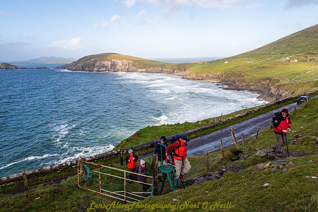 Beautiful landscape view on hillwalking route Sliabh an Iolair (Mount Eagle) from Coumeenoole