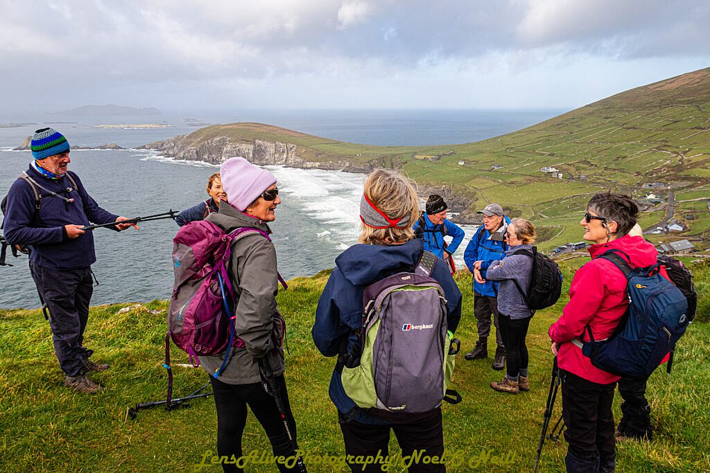 Beautiful landscape view on hillwalking route Sliabh an Iolair (Mount Eagle) from Coumeenoole
