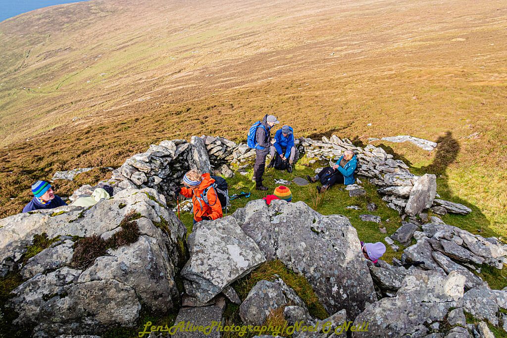 Beautiful landscape view on hillwalking route Sliabh an Iolair (Mount Eagle) from Coumeenoole