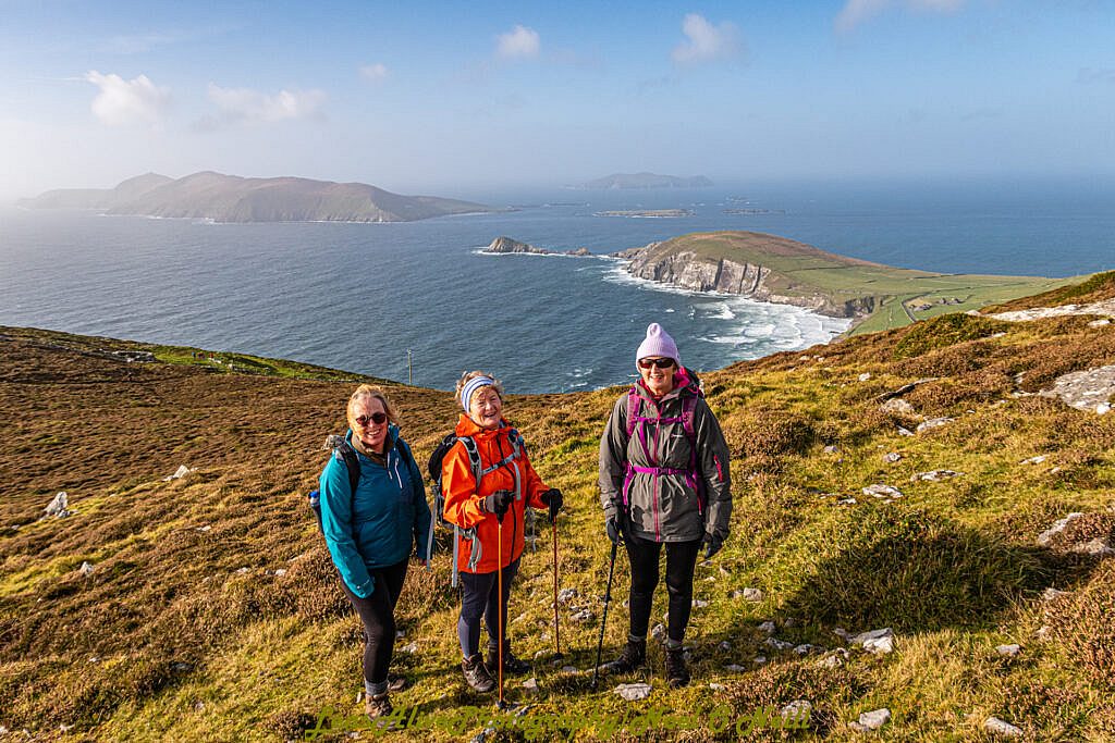 Beautiful landscape view on hillwalking route Sliabh an Iolair (Mount Eagle) from Coumeenoole