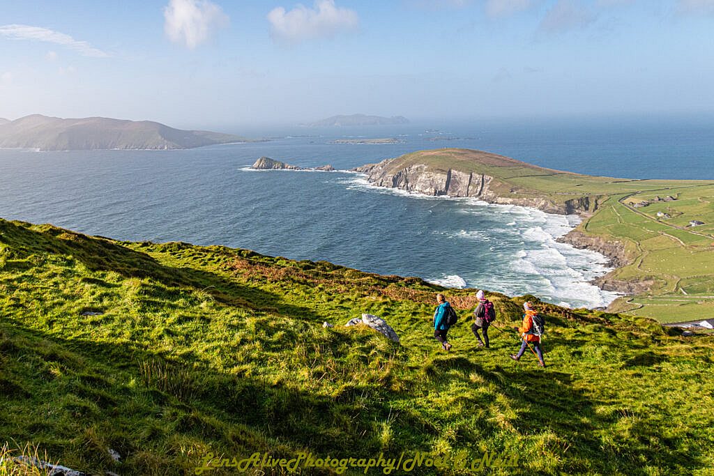 Beautiful landscape view on hillwalking route Sliabh an Iolair (Mount Eagle) from Coumeenoole