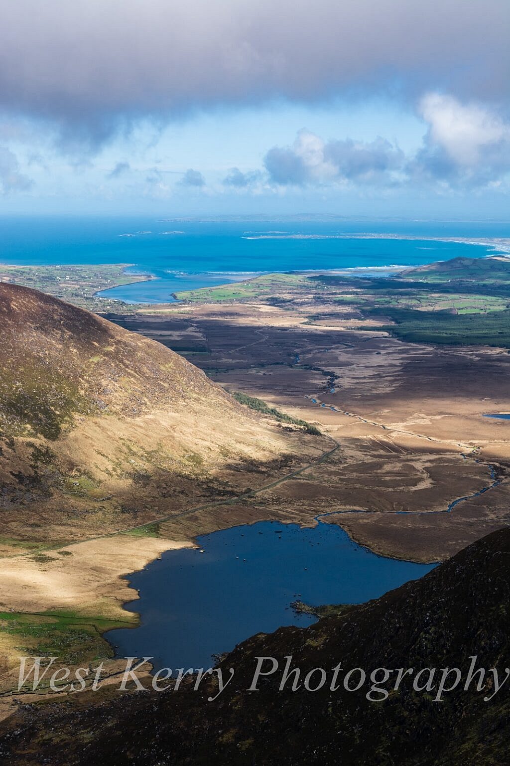 Beautiful landscape view on hillwalking route Cnoc an Cairn & Conor Pass Loop