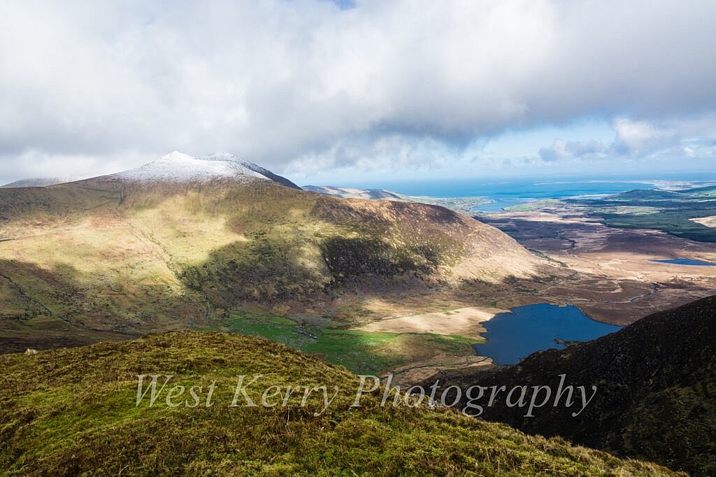 Beautiful landscape view on hillwalking route Cnoc an Cairn & Conor Pass Loop