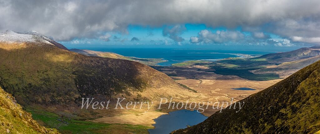 Beautiful landscape view on hillwalking route Cnoc an Cairn & Conor Pass Loop