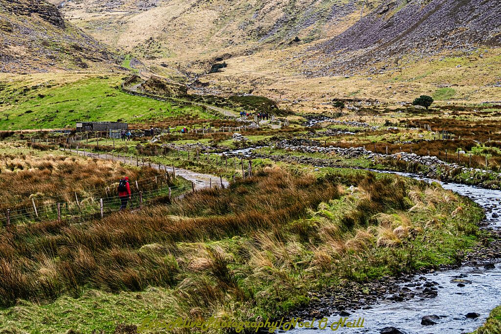 Beautiful landscape view on hillwalking route Gleann na hUamha -Macha na Bó - Annascaul Village