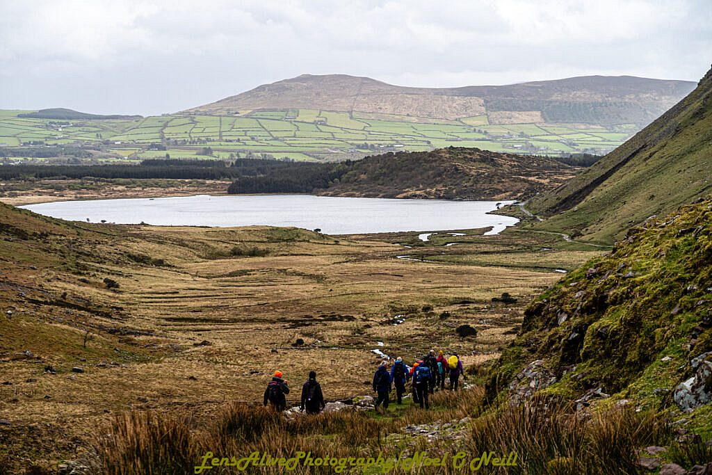 Beautiful landscape view on hillwalking route Gleann na hUamha -Macha na Bó - Annascaul Village