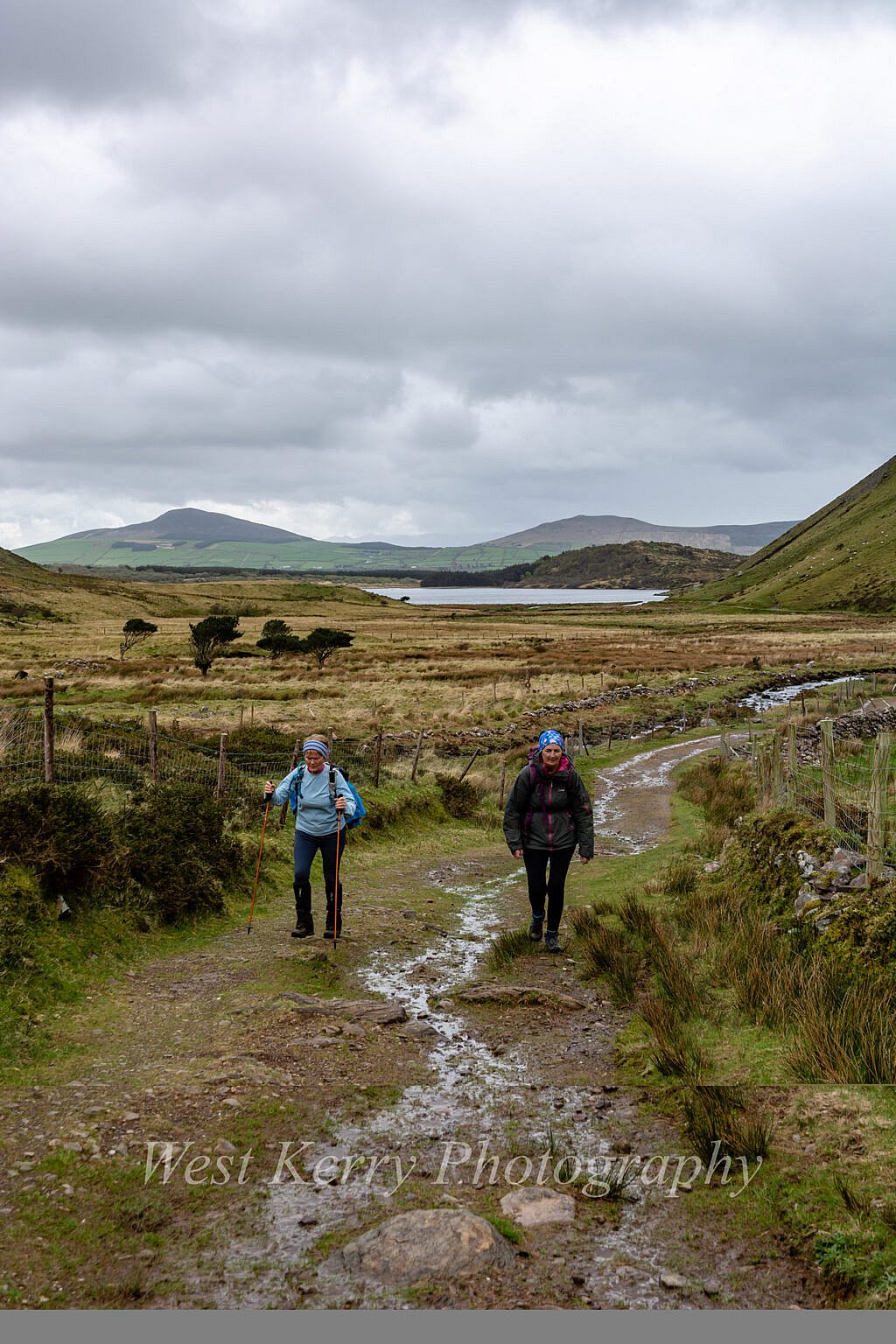 Beautiful landscape view on hillwalking route Gleann na hUamha -Macha na Bó - Annascaul Village