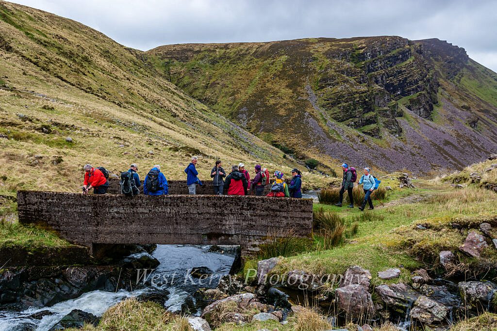 Beautiful landscape view on hillwalking route Gleann na hUamha -Macha na Bó - Annascaul Village